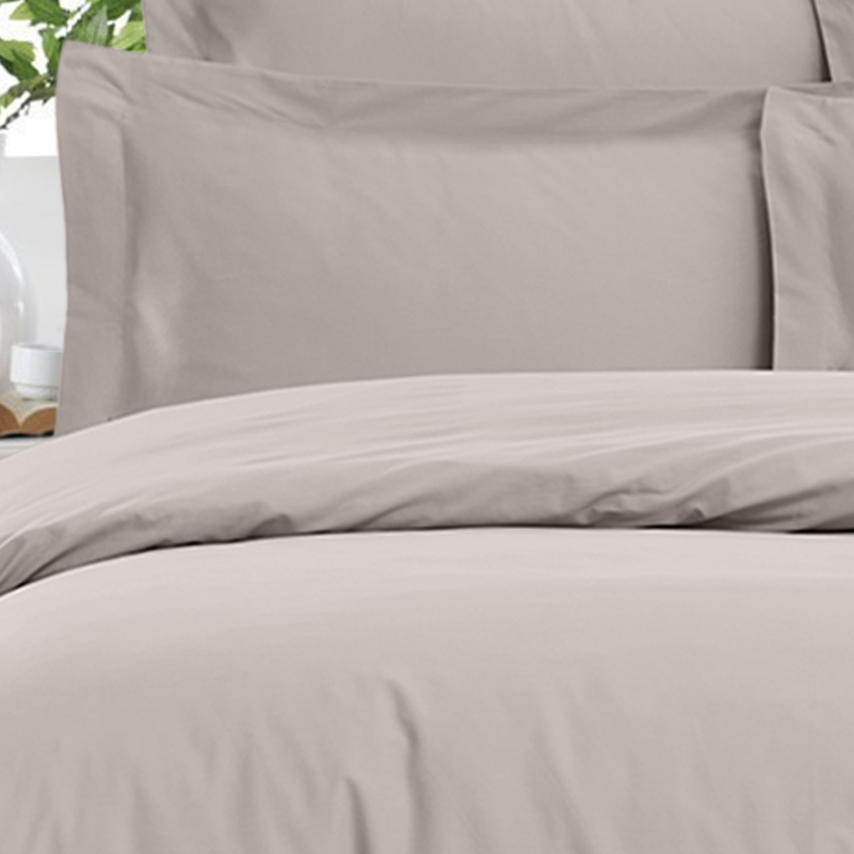 Drap housse uni satin de coton bonnet 30 cm VERSALUXE taupe, SENSEI MAISON