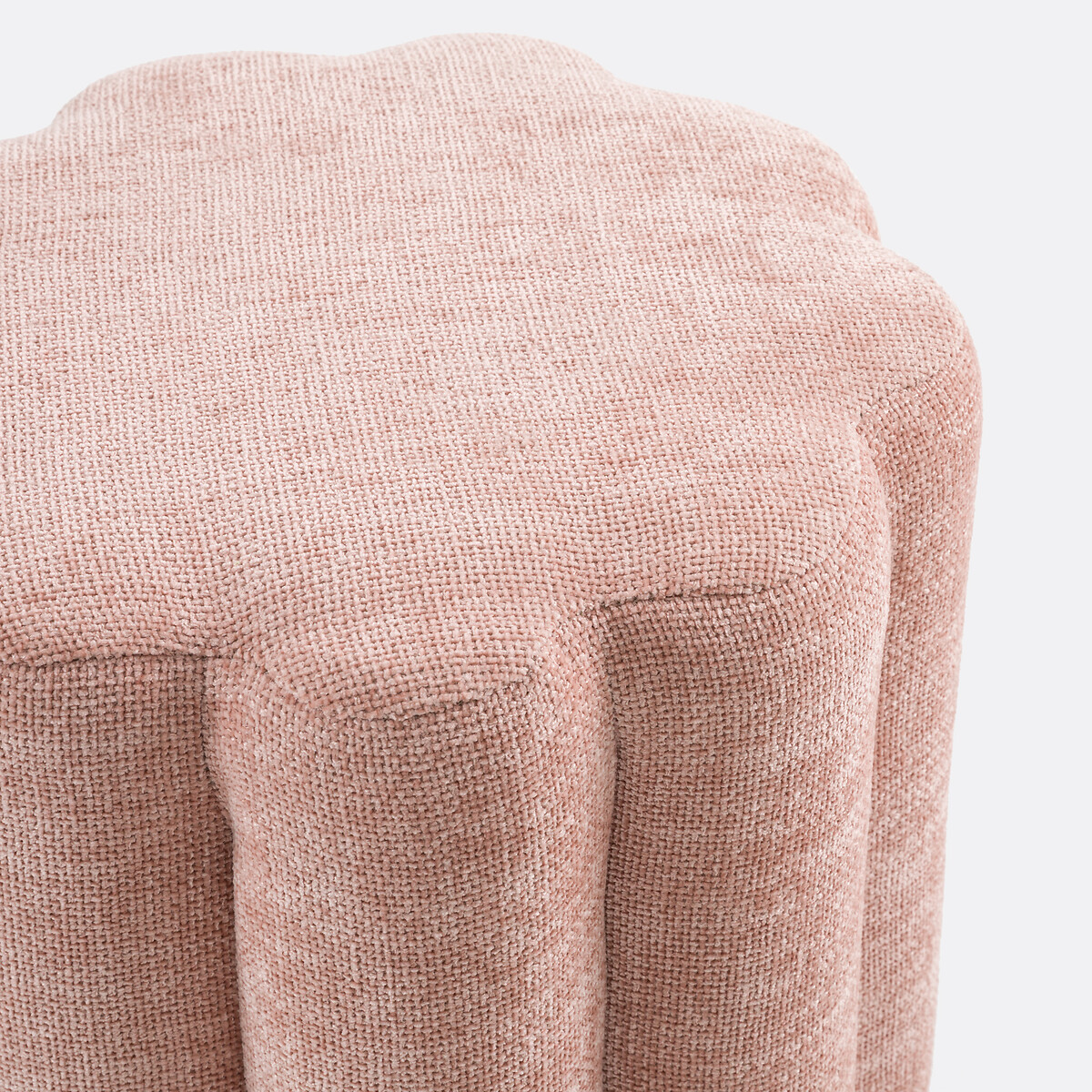 Pouf tissu texturé, Justyna rose, LA REDOUTE INTERIEURS
