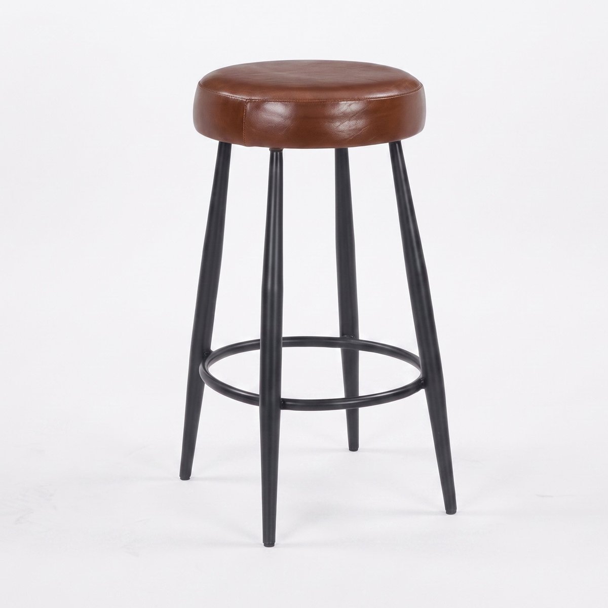 Tabouret pour îlot central 65 cm en cuir de buffle - MALO marron foncé, MAISON PAVANE