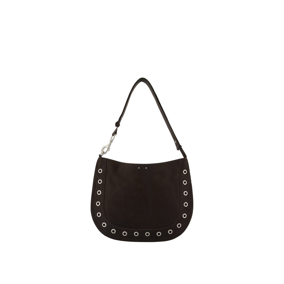Sac à main besace cuir décor œillets marron fonce, IKKS