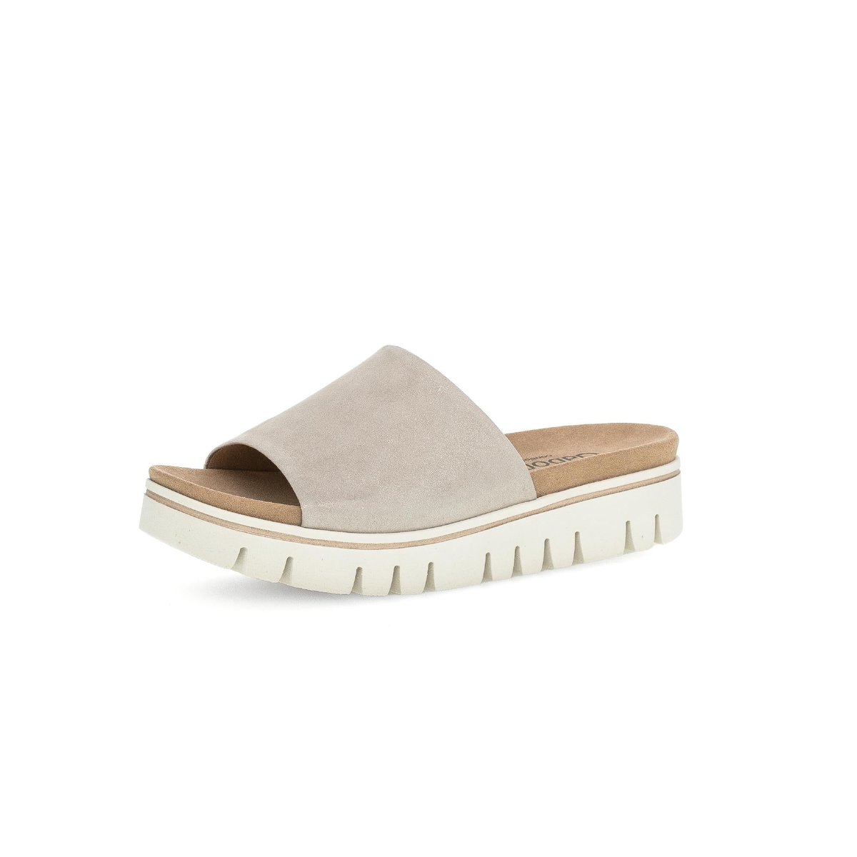 Mules en cuir à talon compensé doré, GABOR