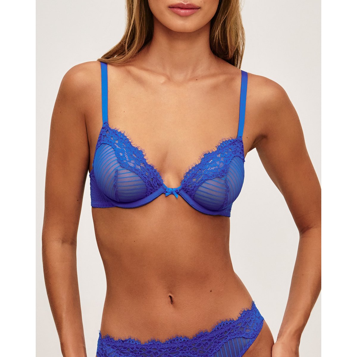 Soutien-gorge corbeille en mesh rayé ACADEMIZ bleu, UNDIZ