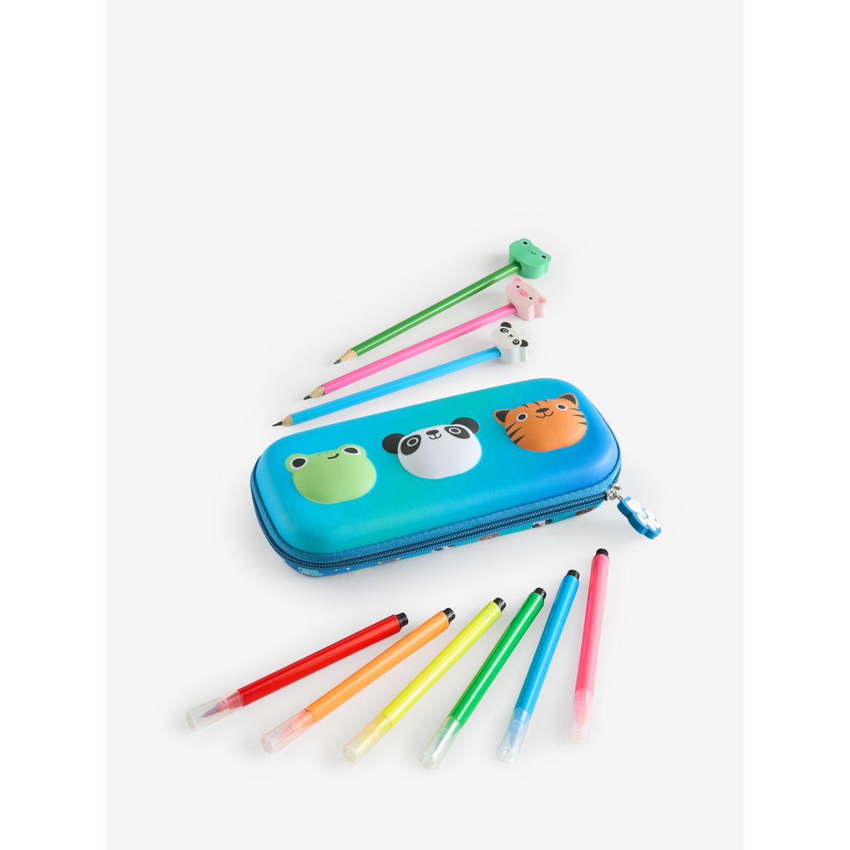 Trousse à crayons et papeterie motif animaux bleu/vert, NEXT