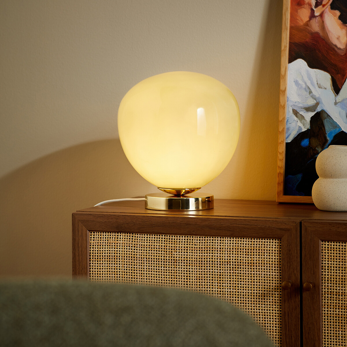 MADE.COM Adrianne Glass Dome Table Lamp green, MADE