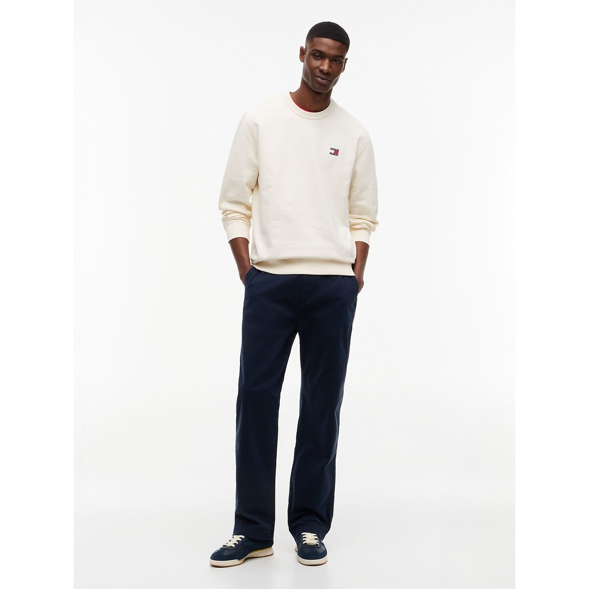 Logo Print Crew Neck Sweatshirt off-white, TOMMY JEANS
