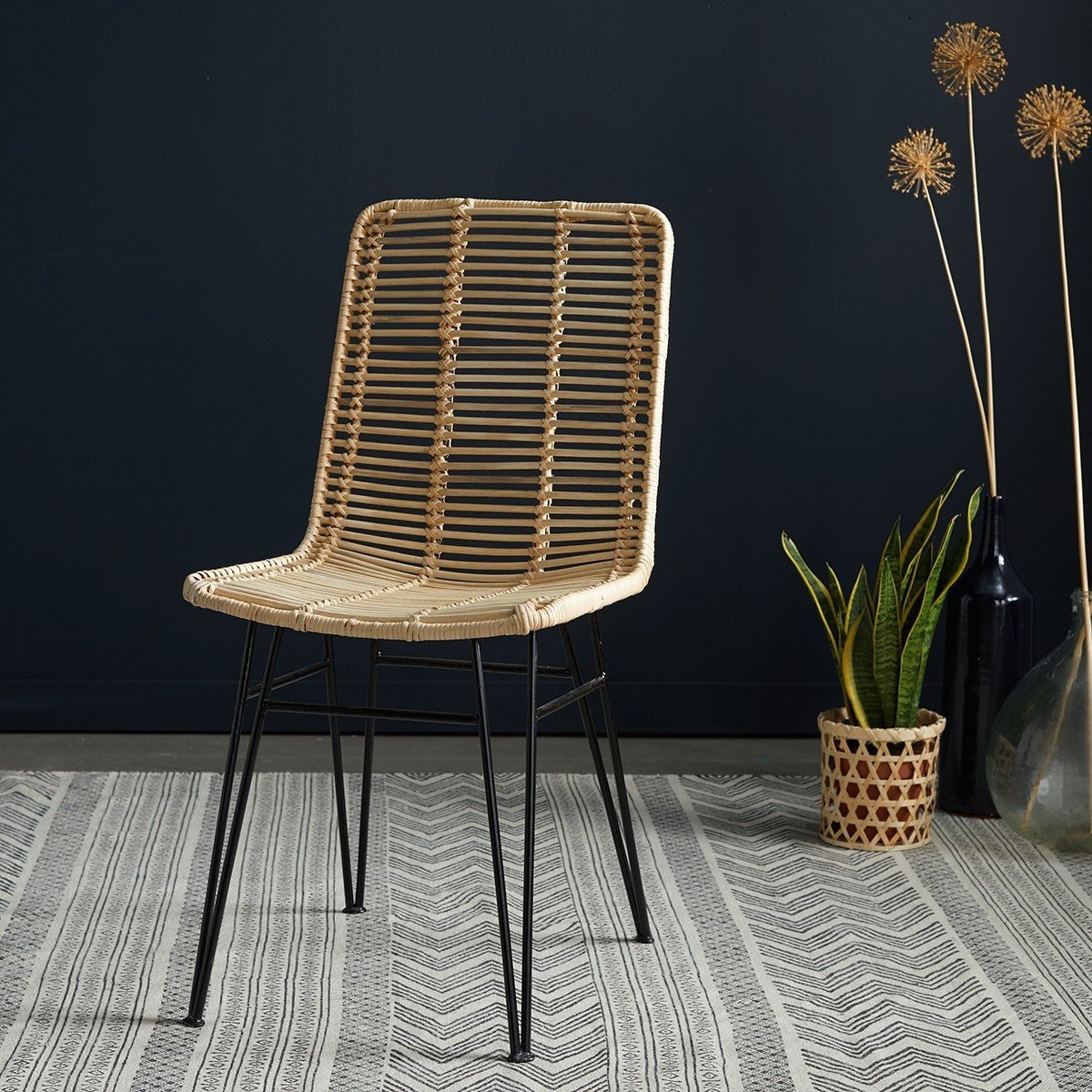 Lot de 2 chaises en rotin et métal BOHEMA naturel, BERAH GETAH