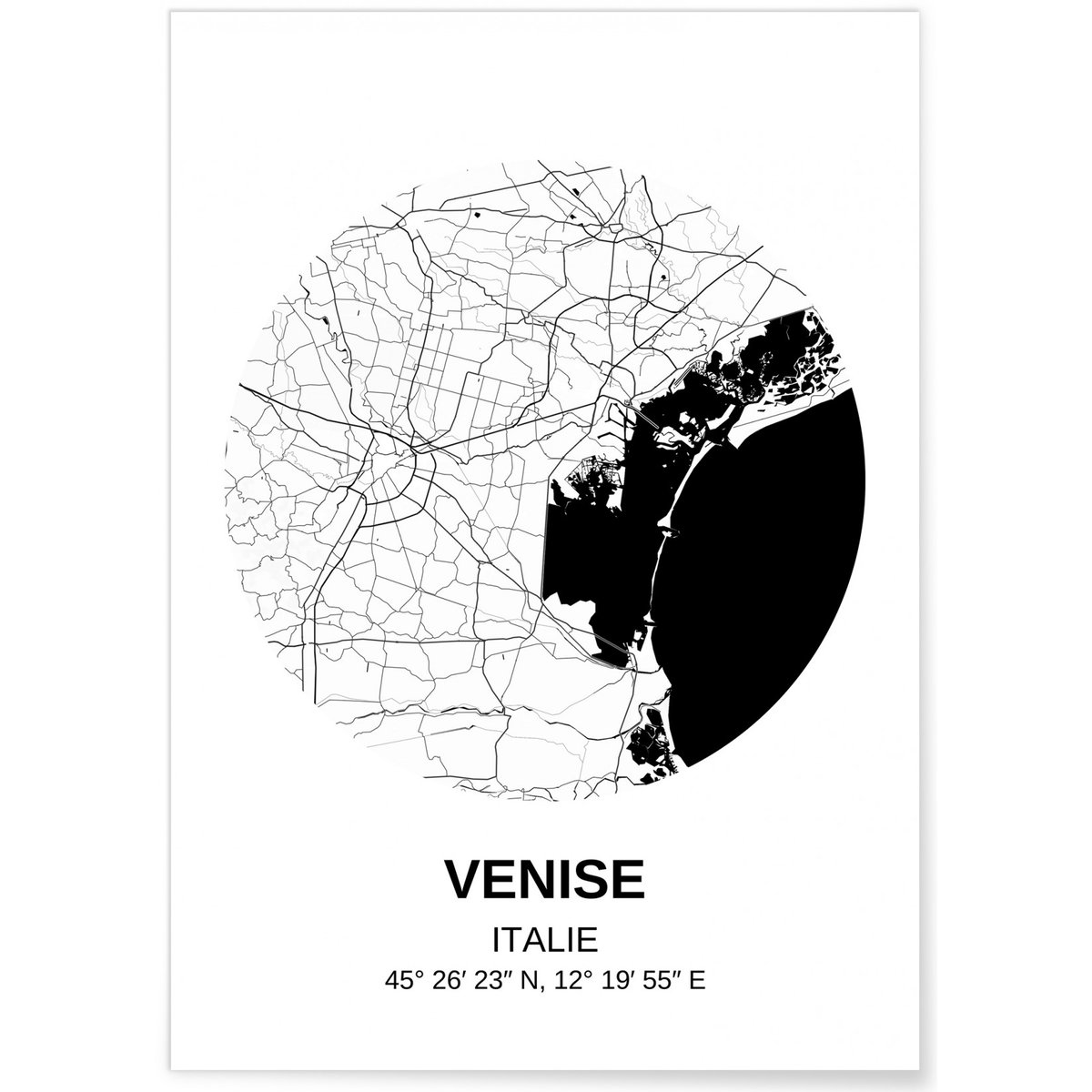 Affiche Carte Venise blanc, L'AFFICHERIE