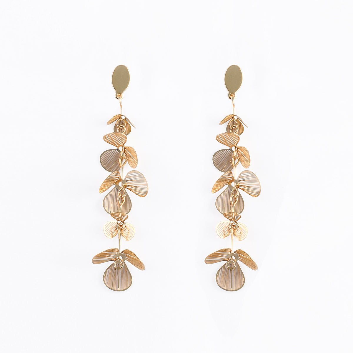 Boucles d'oreilles clips - longues fleurs dorées doré, BALABOOSTE
