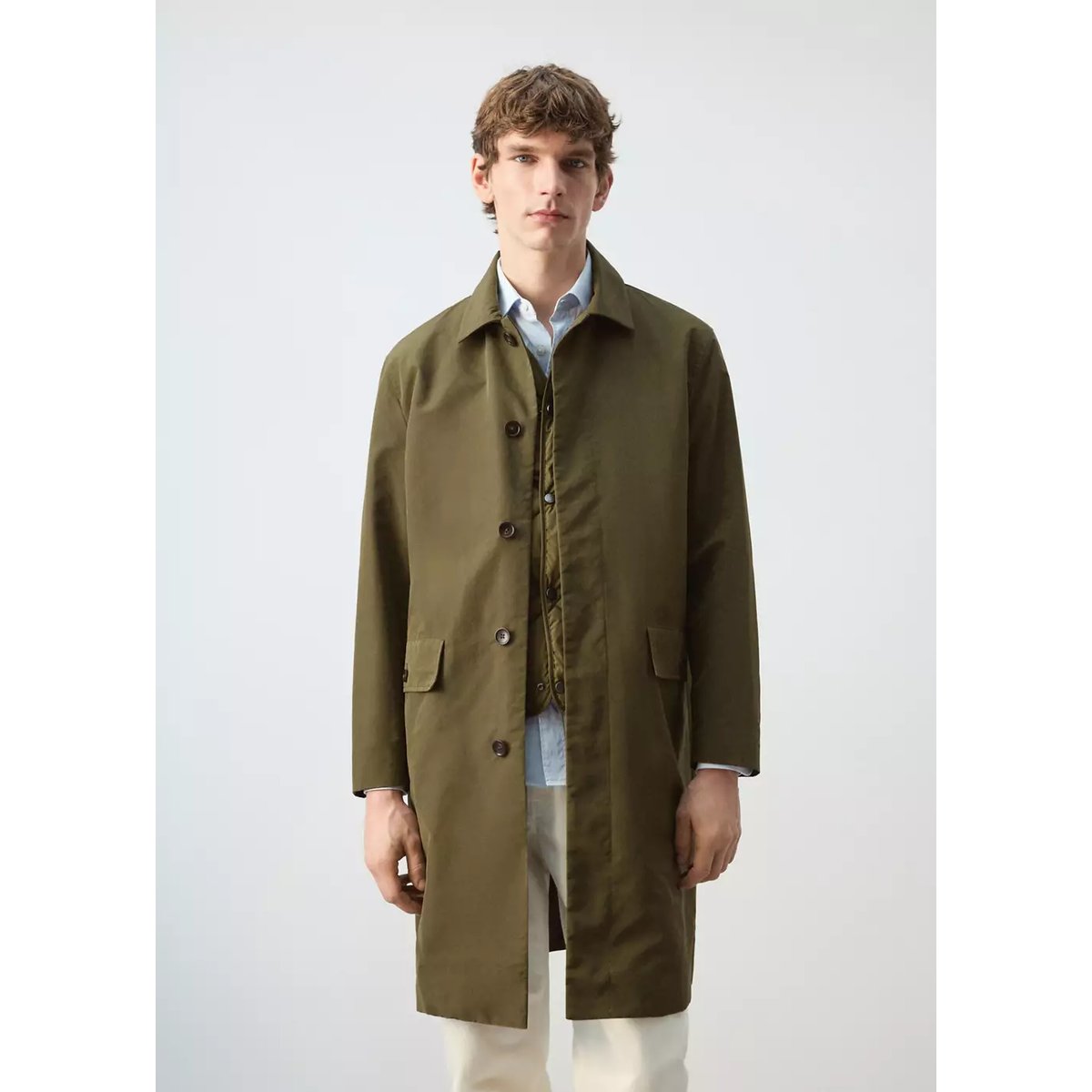 Parka déperlant gilet amovible olive, MANGO MAN