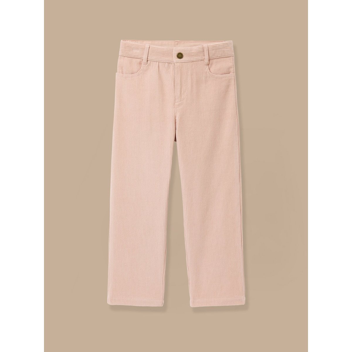 Pantalon droit en velours rose poudre, CYRILLUS