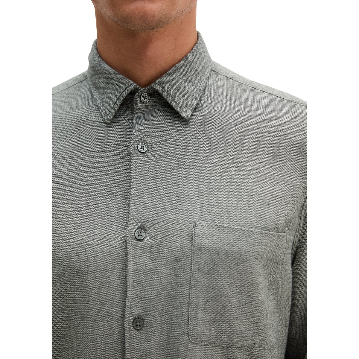 Chemise en flanelle, coupe ajustée en un mélange doux de coton bio et de lyocell gris, MARC O'POLO