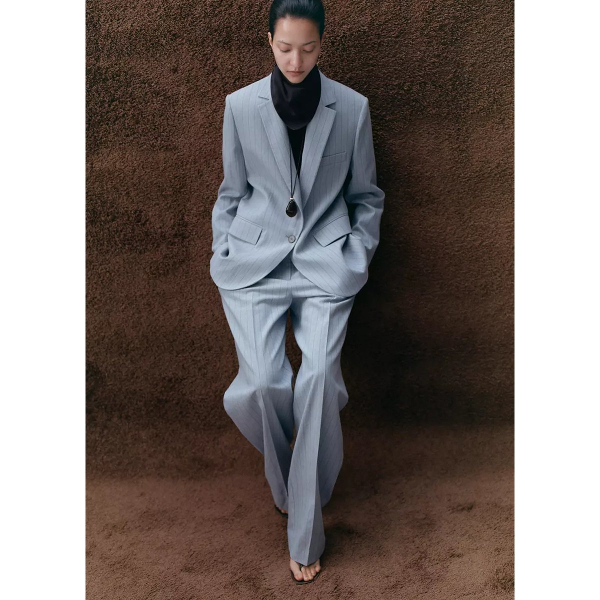 Pantalon de costume fines rayures bleu, MANGO