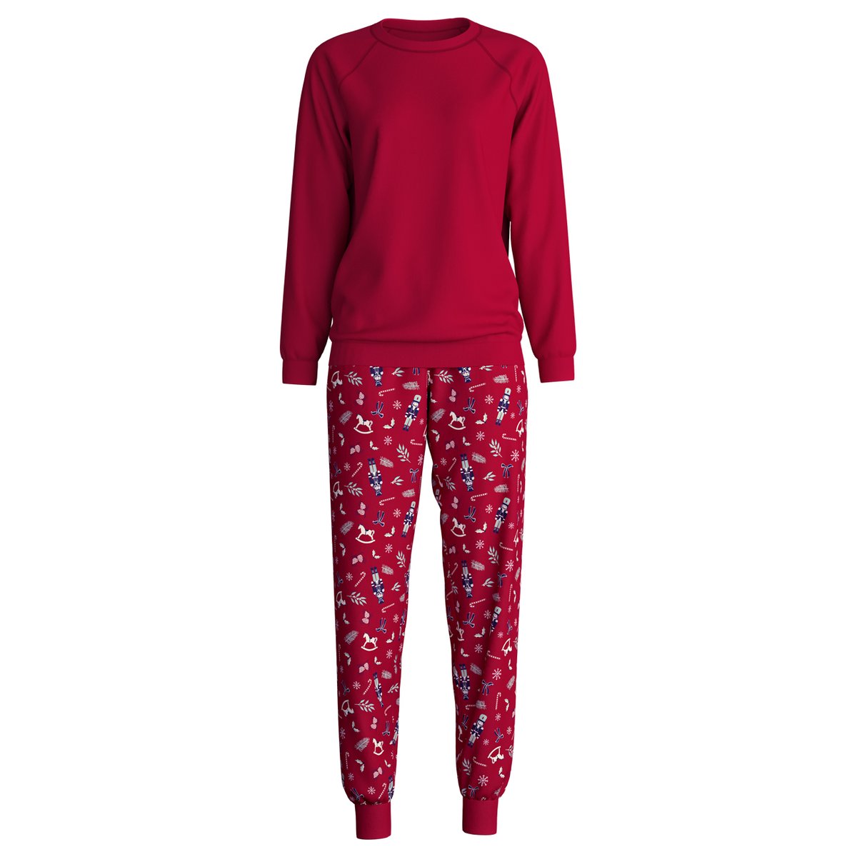 Pyjama avec bords élastiques manches longues Coton FAMILY & FRIENDS deep rouge, CALIDA