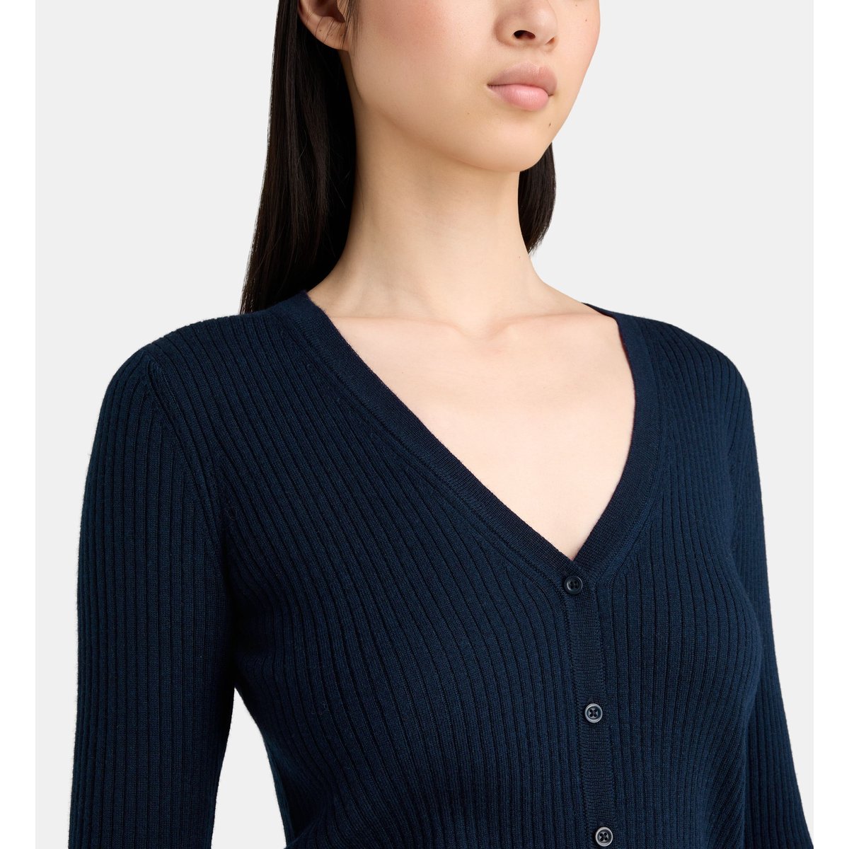 Gilet droit okenya maille côtes bleu marine, JODHPUR