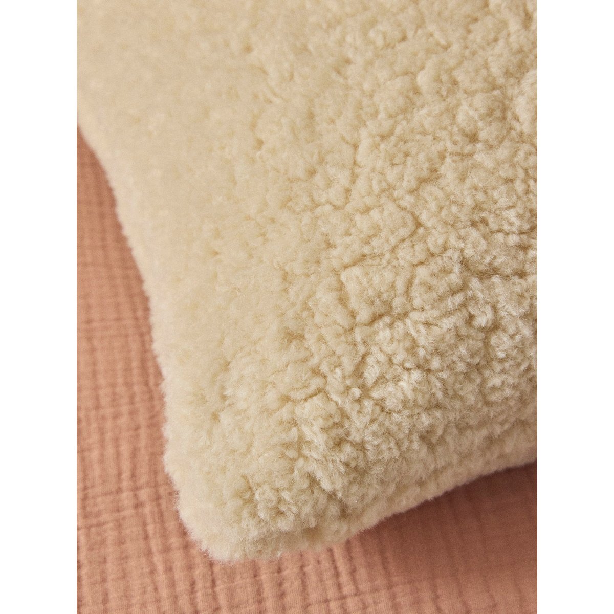 Housse de coussin sherpa creme, CYRILLUS
