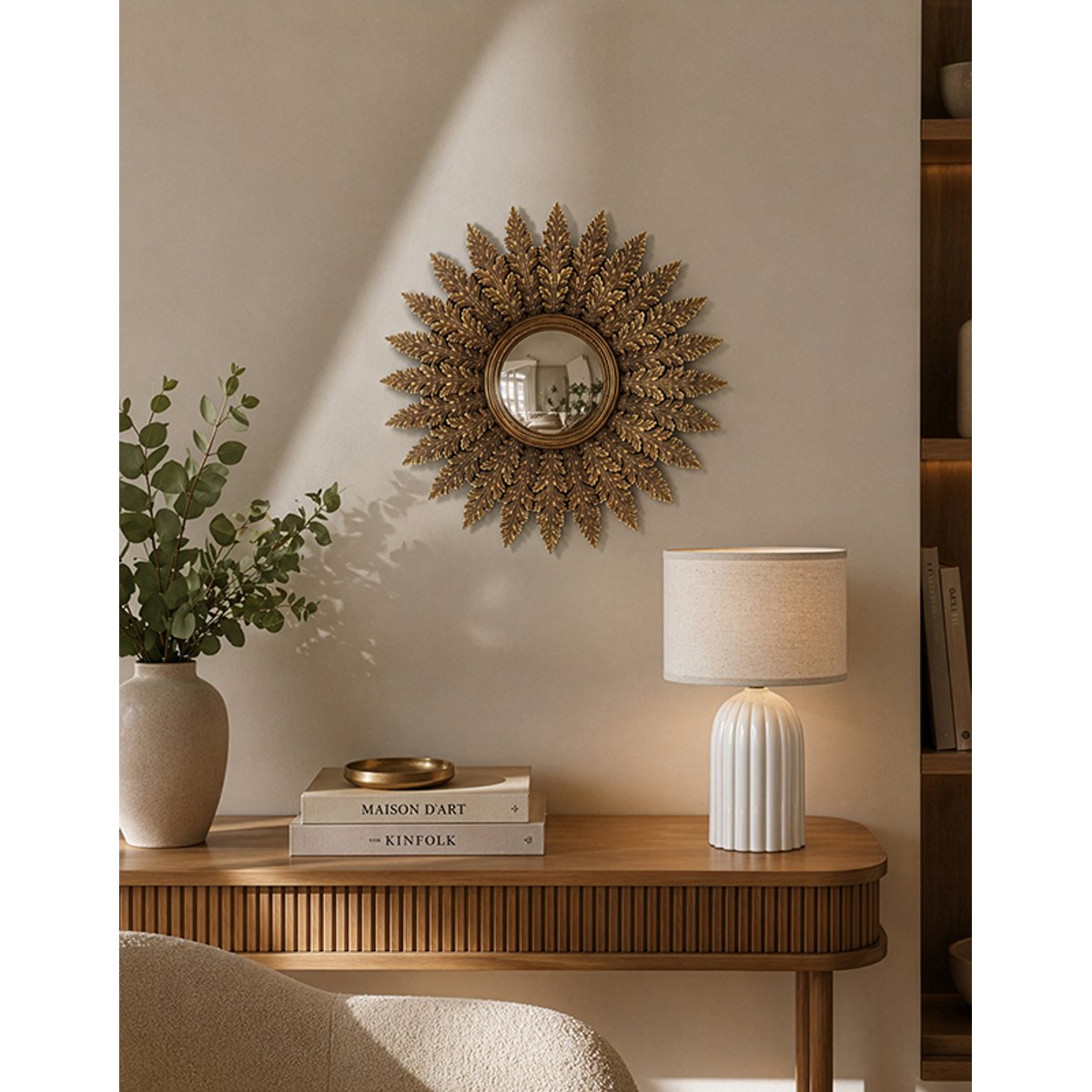 Miroir convexe plumes 40cm or, EMDE