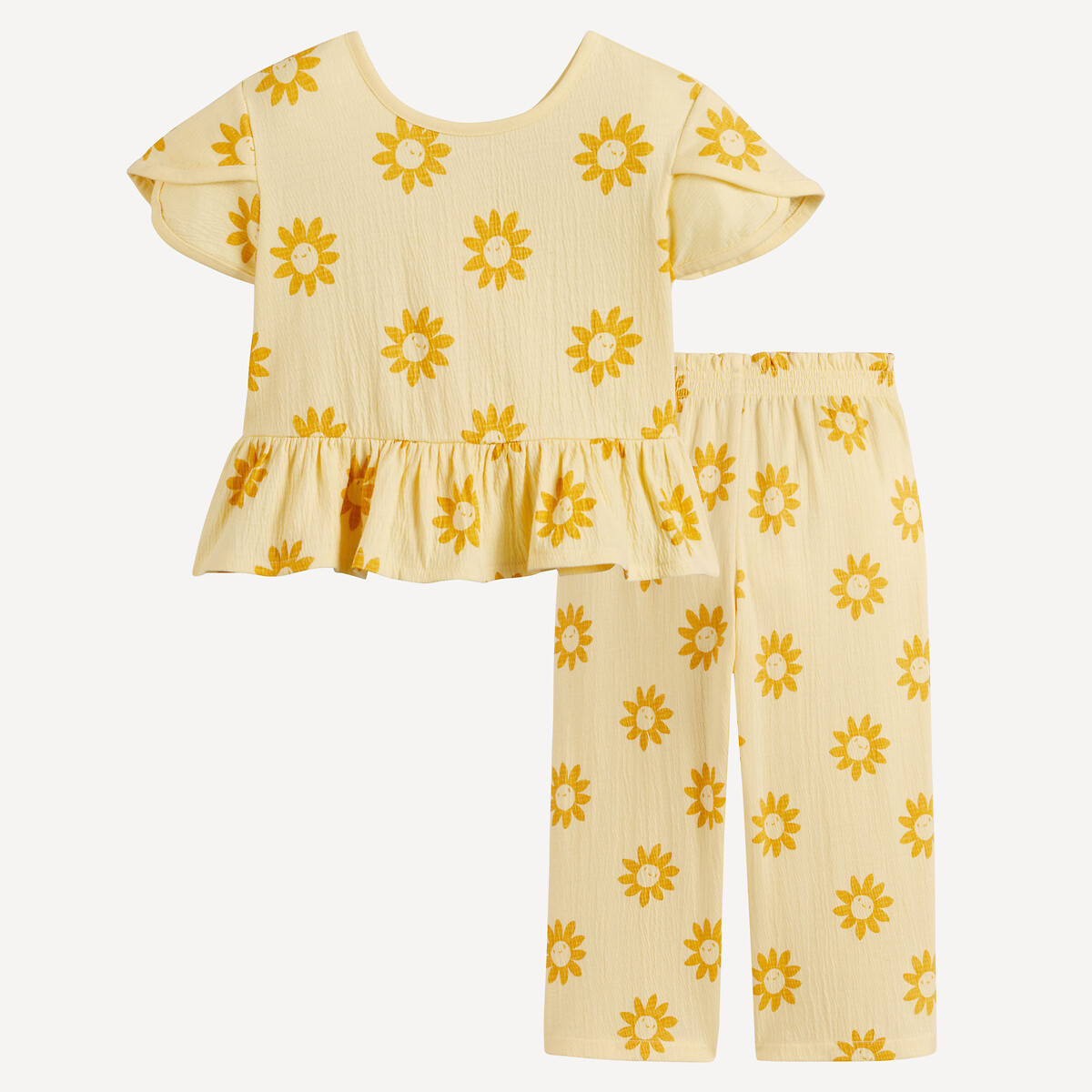 Ensemble 2 pièces top et pantalon, imprimé soleils jaune, LA REDOUTE COLLECTIONS