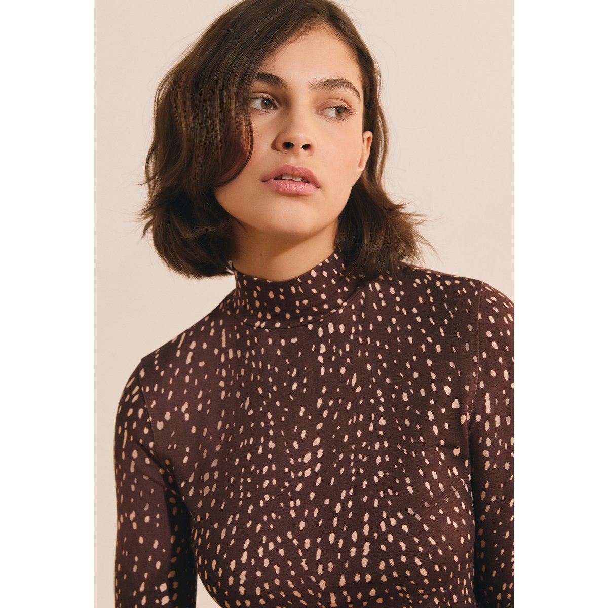 ETAM T-SHIRT ADISON - TSHIRT ML imp fd marron, ETAM