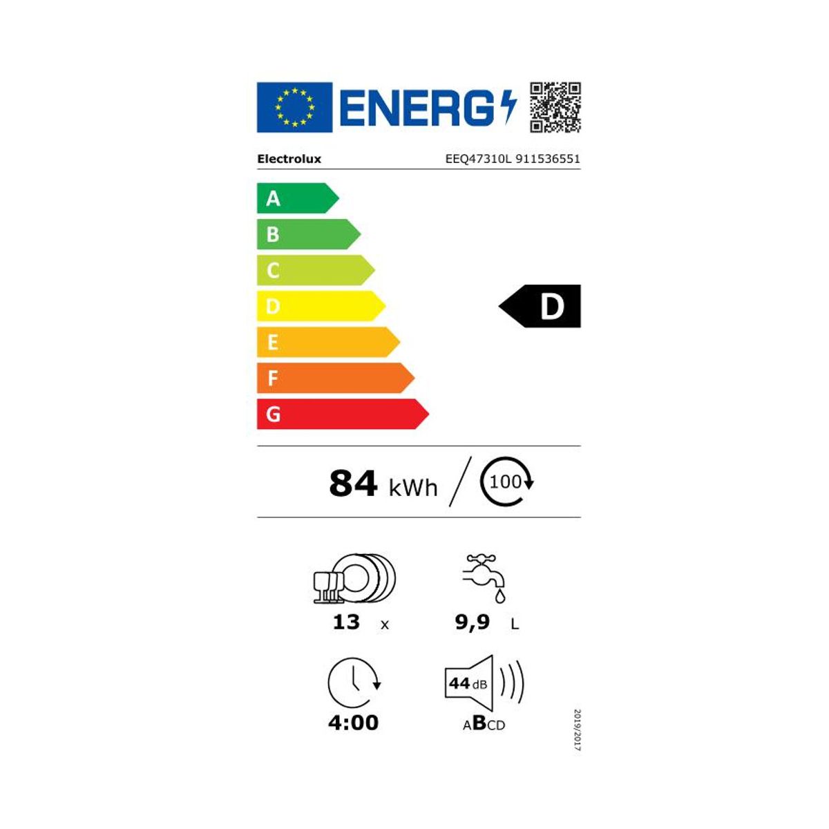 Lave vaisselle encastrable EEQ47310L AirDry couleur unique, ELECTROLUX
