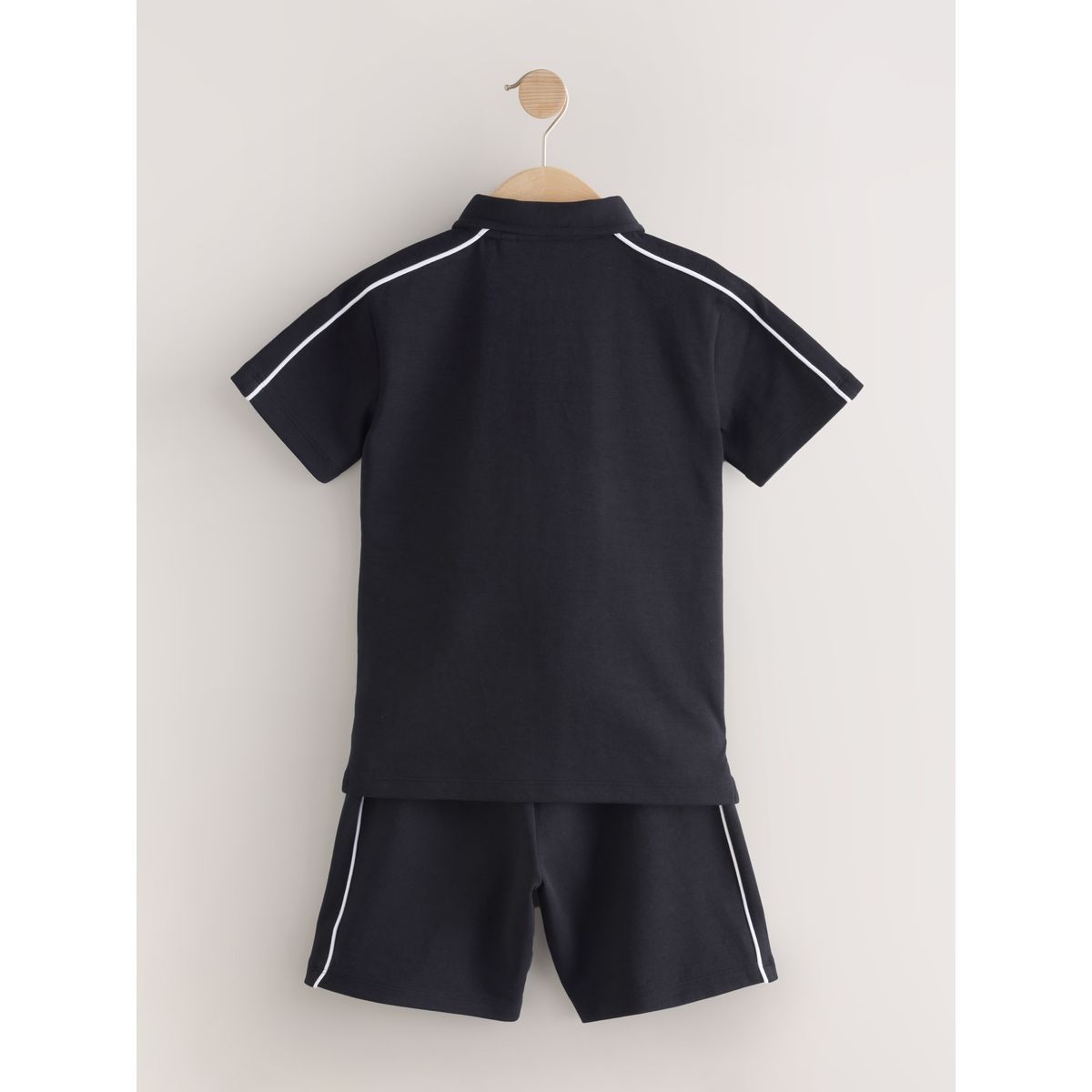 Ensemble short et polo à col zippé noir, NEXT