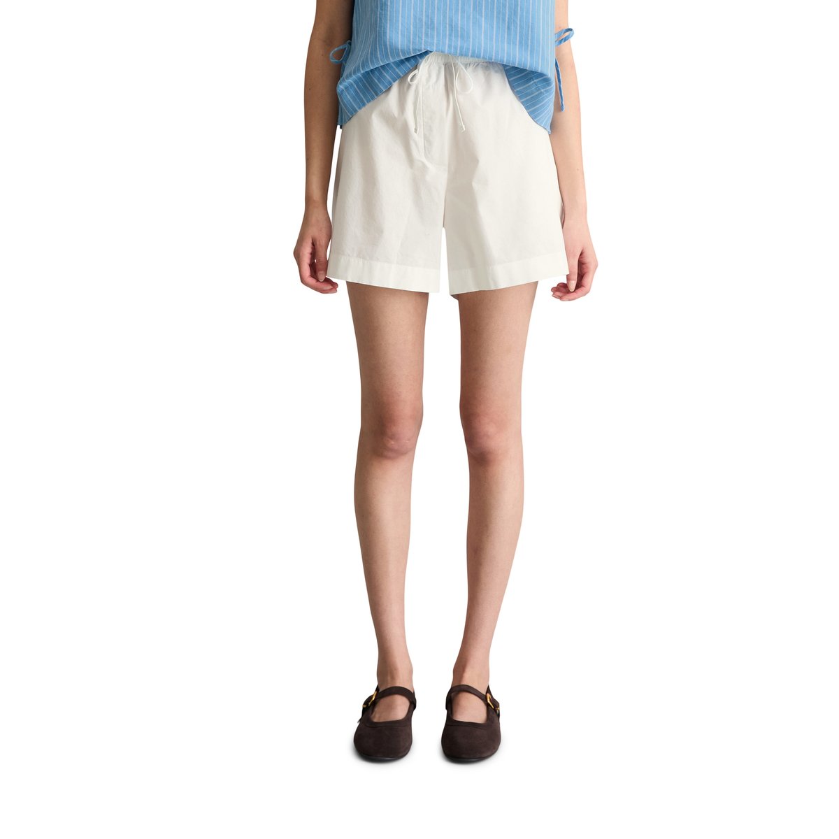 Short relaxed en popeline Papertouch blanc, MARC O’POLO DENIM