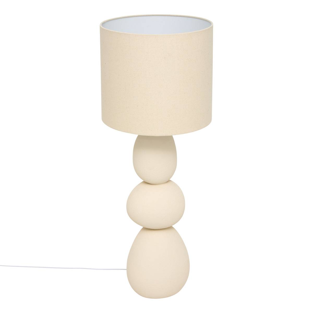 Lampadaire grès abat-jour tissu ALITHA beige, ATMOSPHERA
