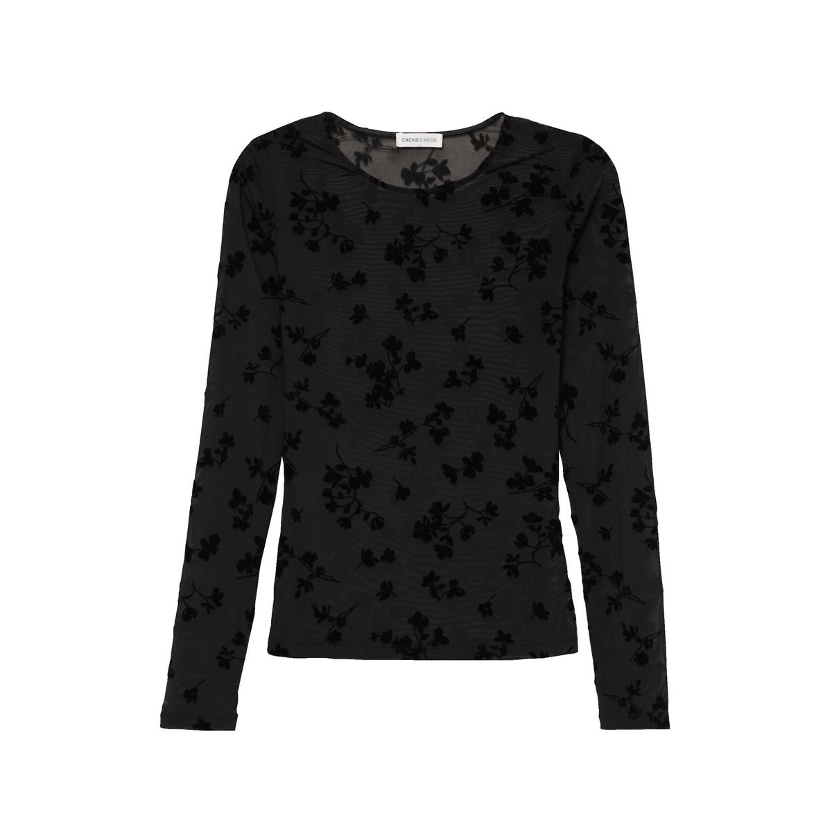T-shirt ajusté manches longues noir, CACHE CACHE