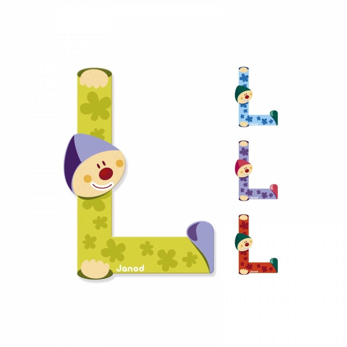Lettre de l'alphabet Clown L vert, JANOD