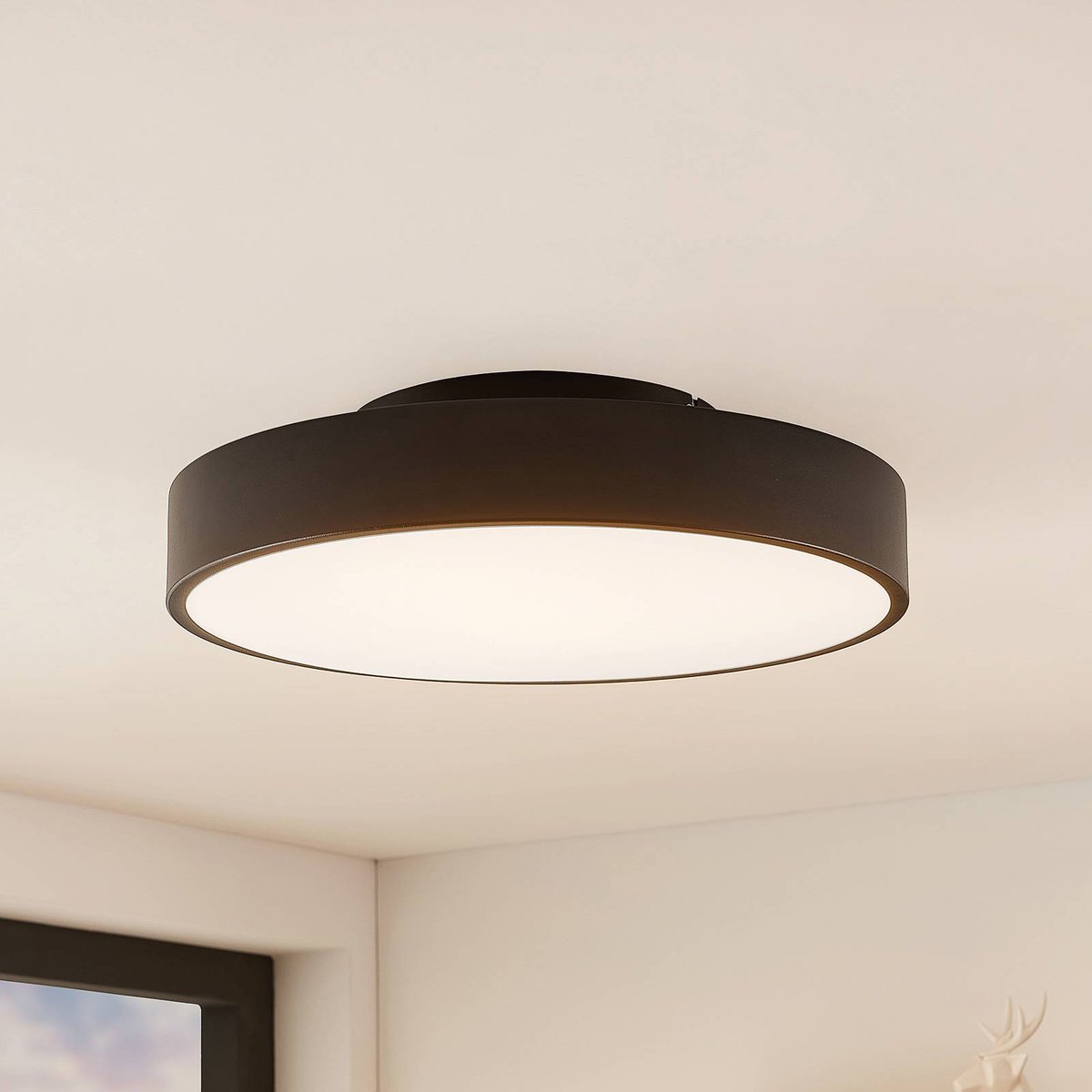 Plafonnier en métal moderneLED, Milada noir, blanc, LINDBY