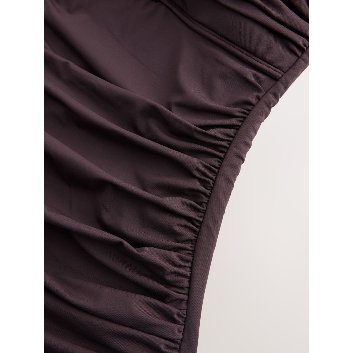 Maillot de bain bandeau gainant froncé marron chocolat, NEXT