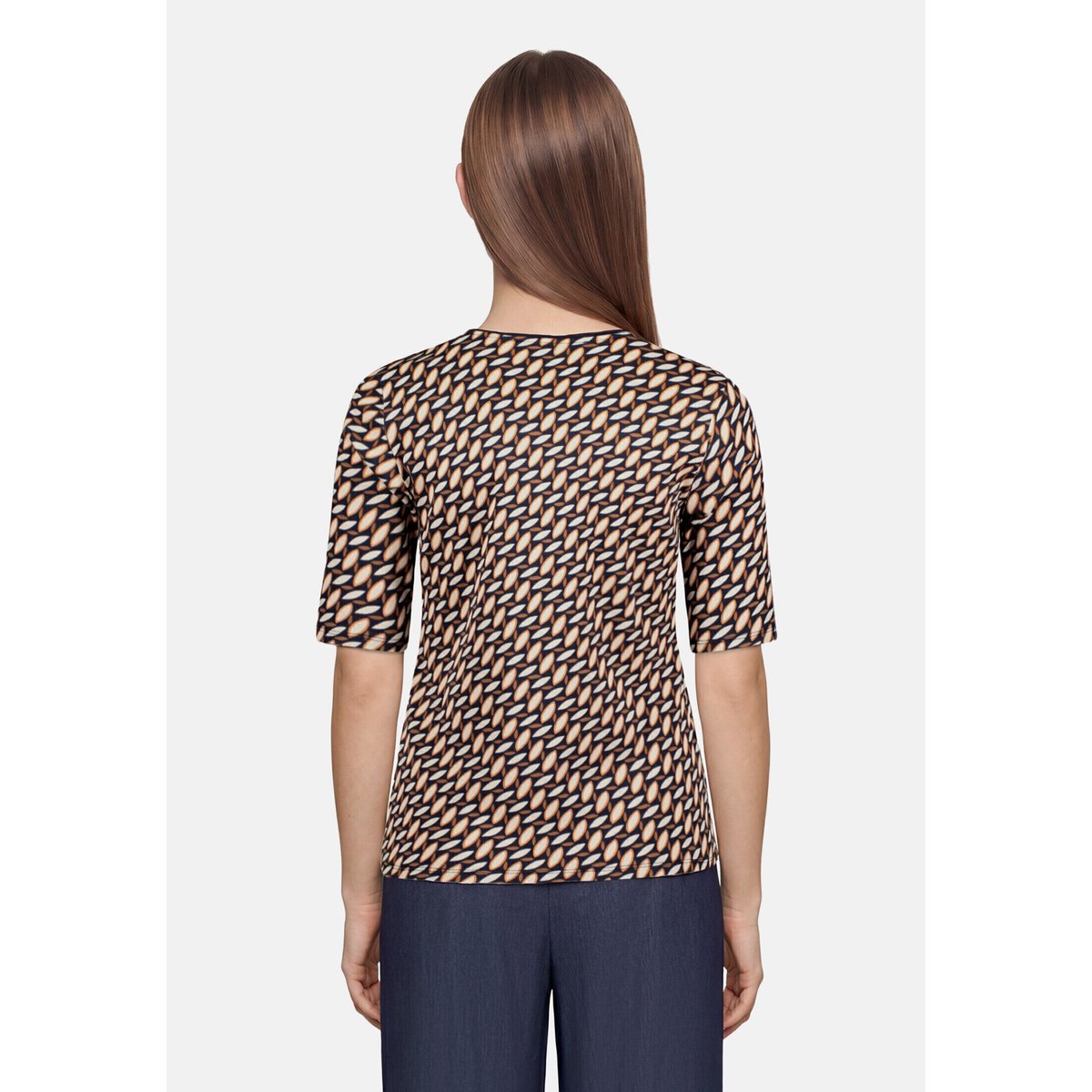 T-shirt basique de texture côtelée dark blue/brown, BETTY BARCLAY