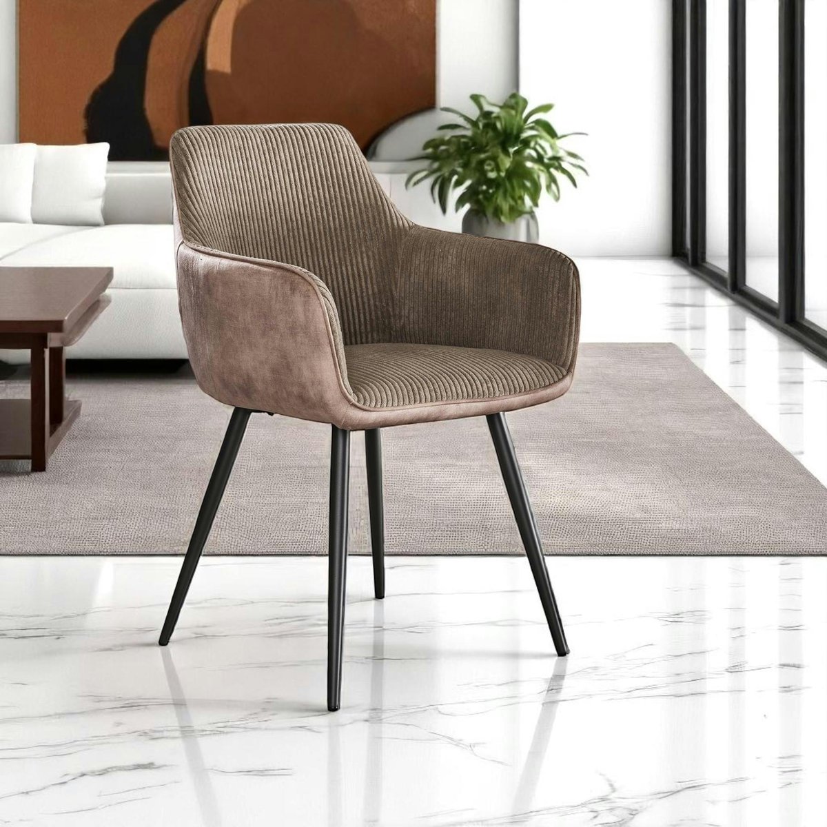 Fauteuil de table beige sable bi-matière (lot de 2) GALWAY beige, PIER IMPORT