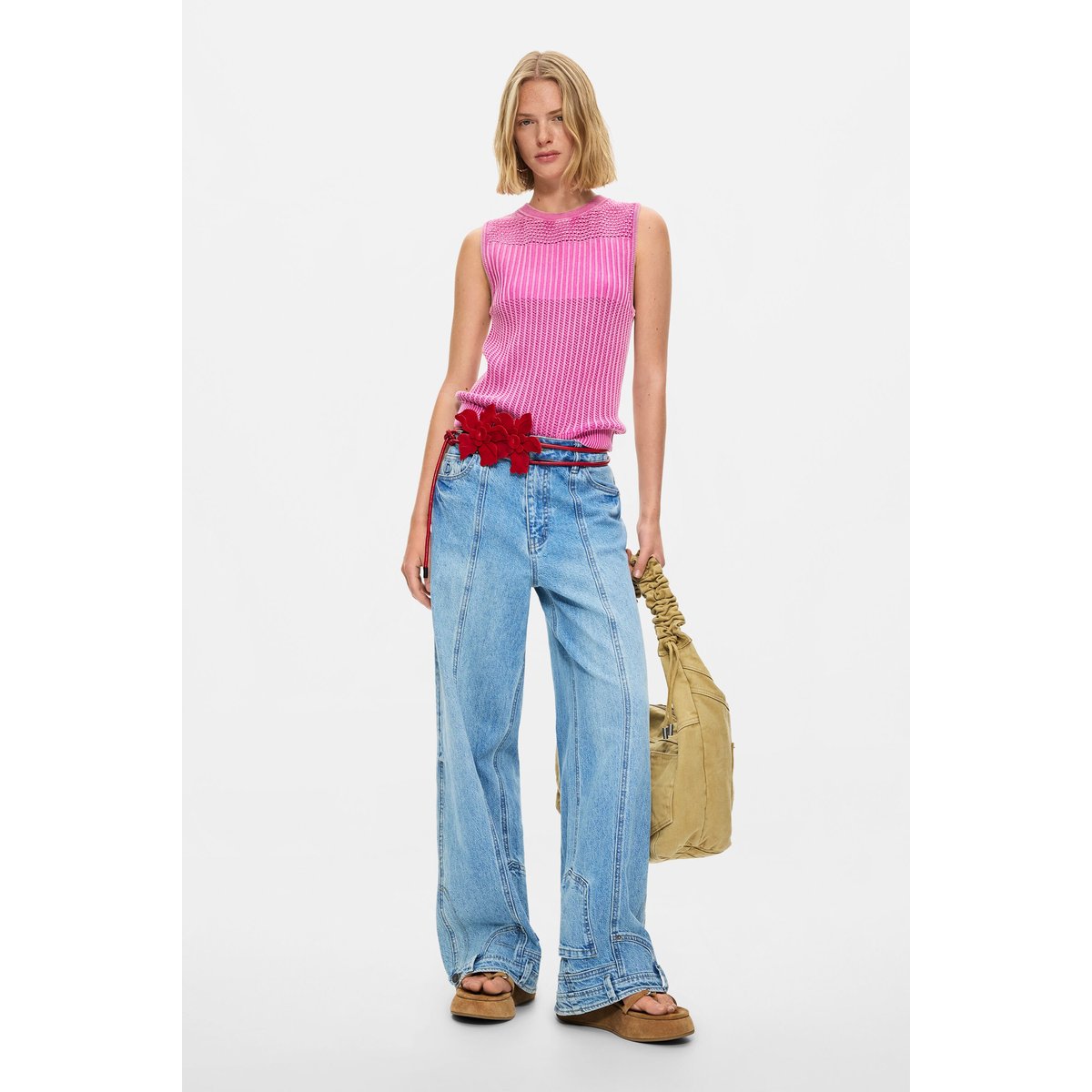 Jean droit effet inversé bleu, DESIGUAL
