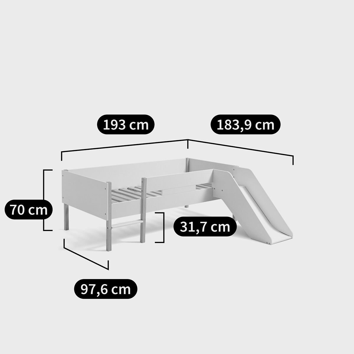Caume Pine Mid-Height Slide Bed white, LA REDOUTE INTERIEURS