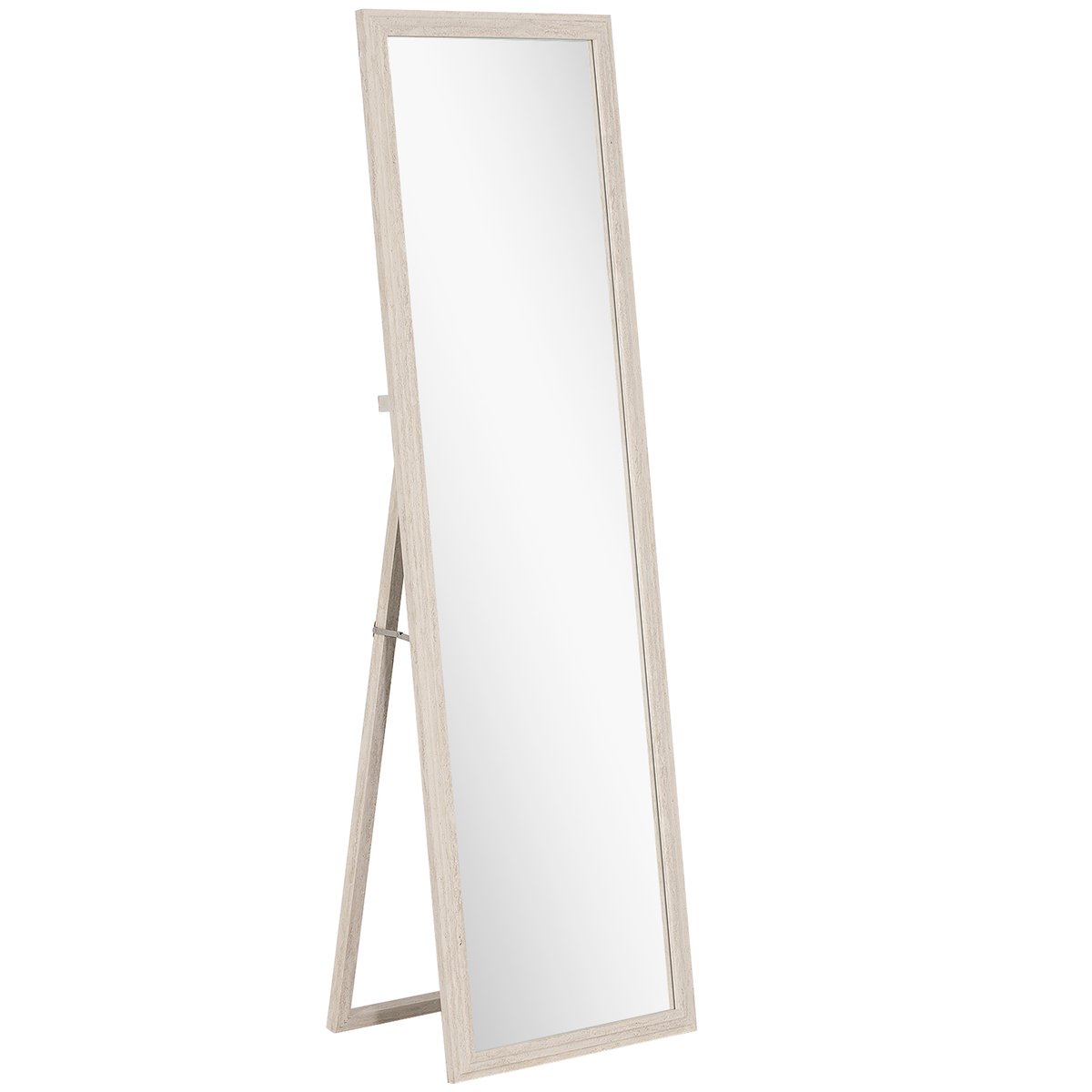 Miroir en pied Verre trempé Blanc blanc, HOMCOM