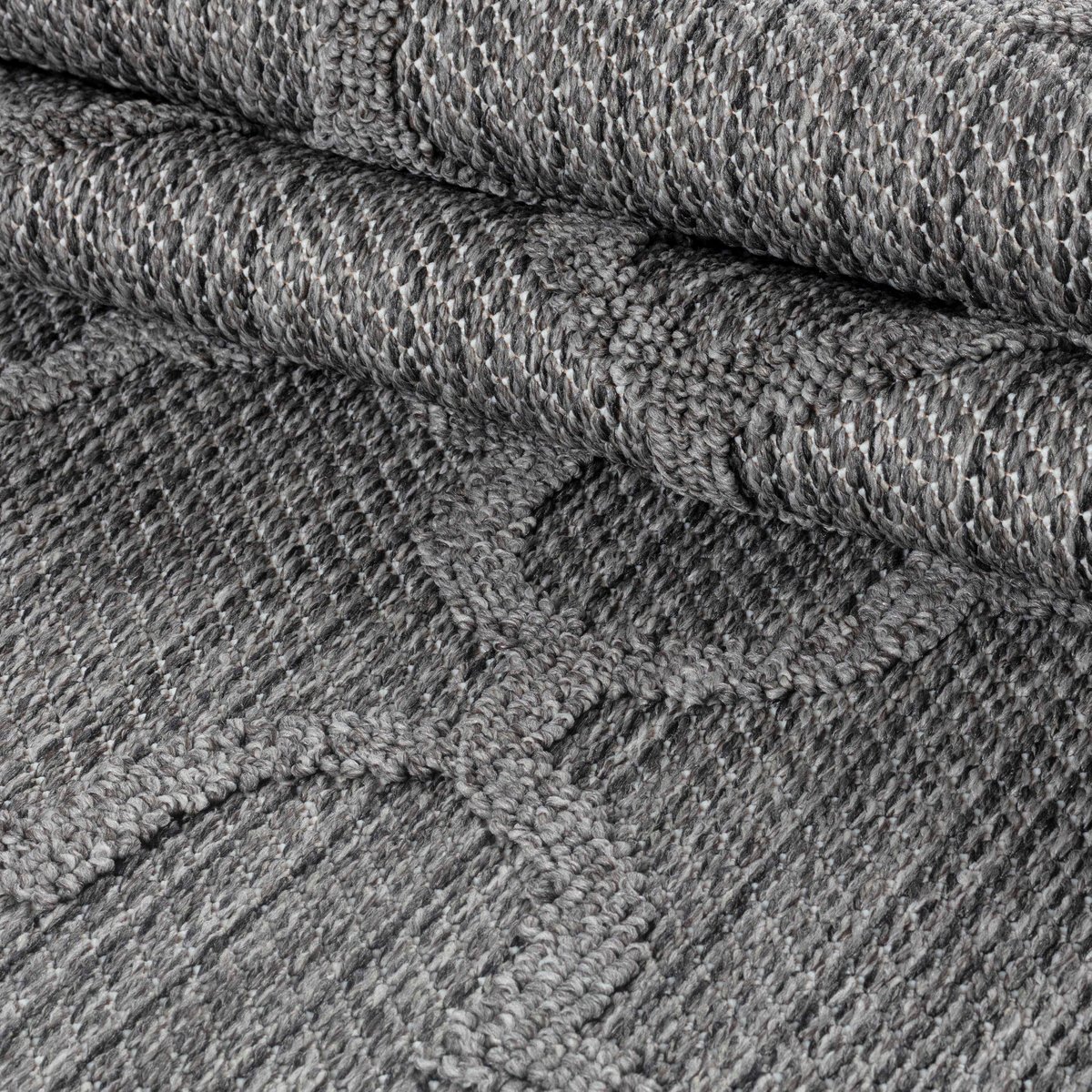 Tapis intérieur extérieur motif baroque PATARA gris, NAZAR RUGS