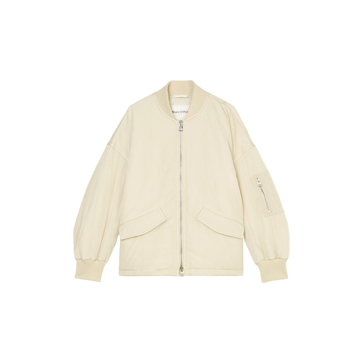 Blouson long relaxed en nylon froissé beige, MARC O'POLO