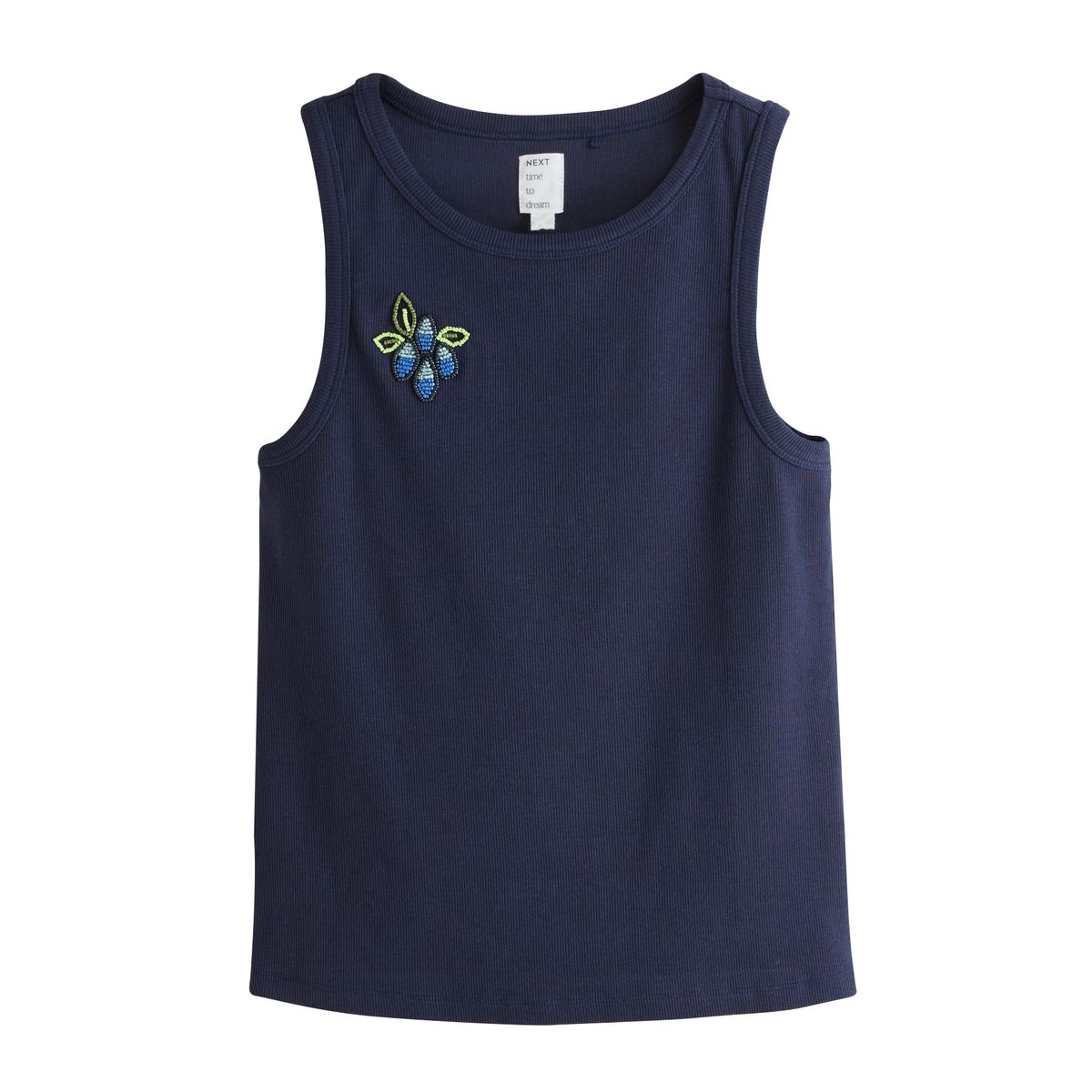 Pyjama avec haut nageur côtelé et short tissé bleu marine rayé, NEXT