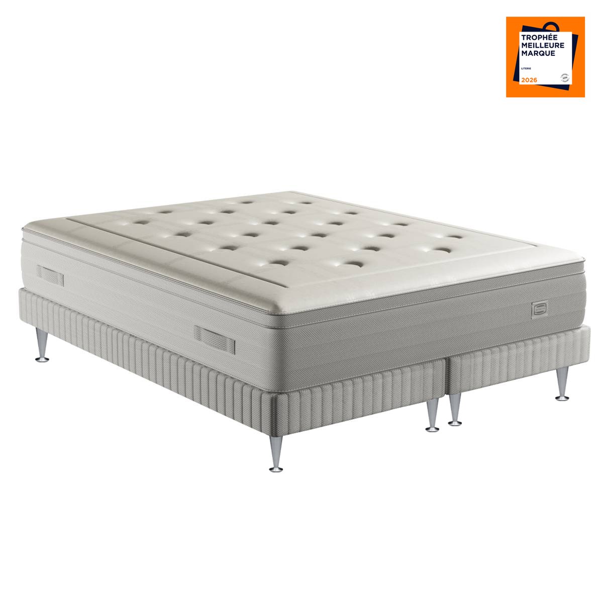 Ens REFLEXION 140x190 matelas H33 Hybride, ferme, sommier blanc, SIMMONS