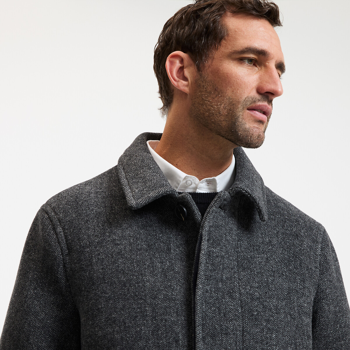 Signatures Virgil Coat in Wool Blend charcoal grey marl, LA REDOUTE COLLECTIONS