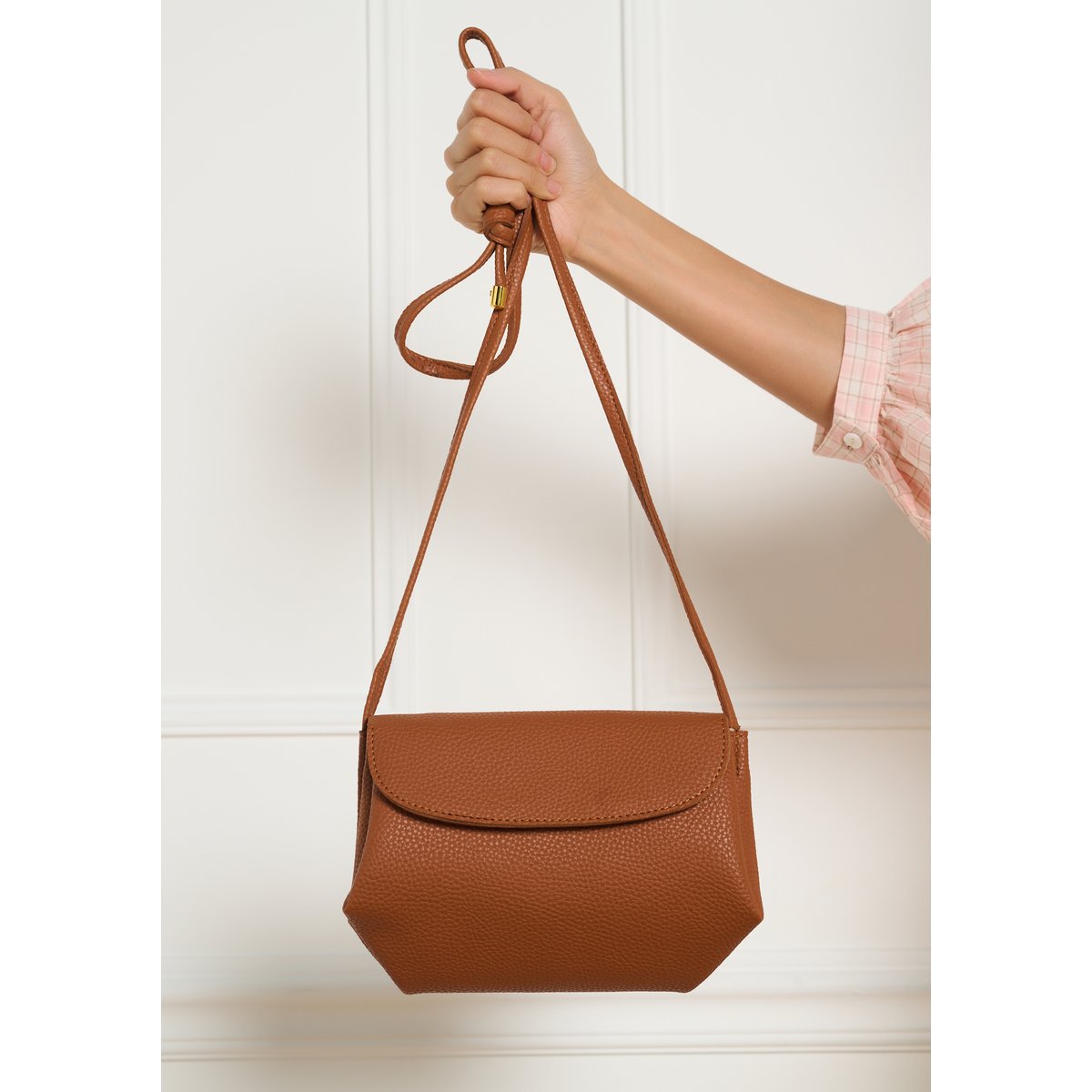 Sac bandoulière effet grainé camel, LOLALIZA
