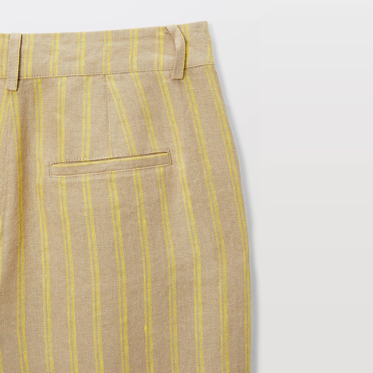 Pantalon à pinces en lin rayé renoncule, MONOPRIX