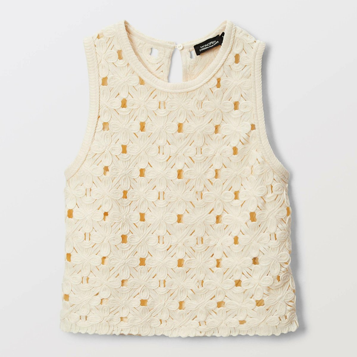 Top sans manches brodé winter white, MONOPRIX