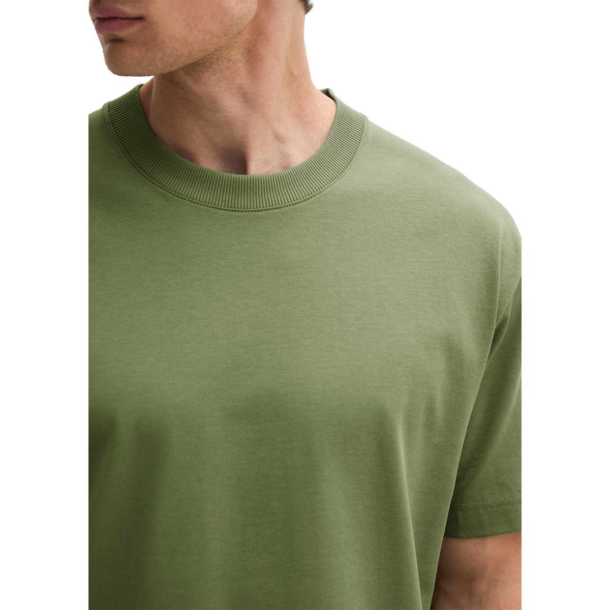 T-shirt loose en jersey de coton bio épais vert, MARC O'POLO