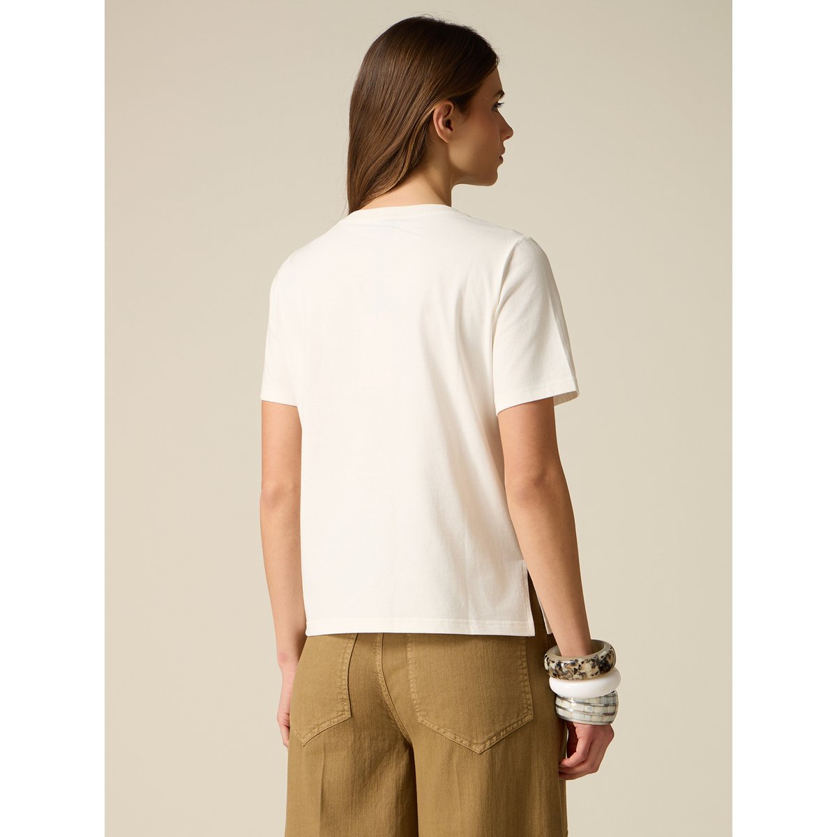 T-shirt avec broderie bijou blanc, OLTRE