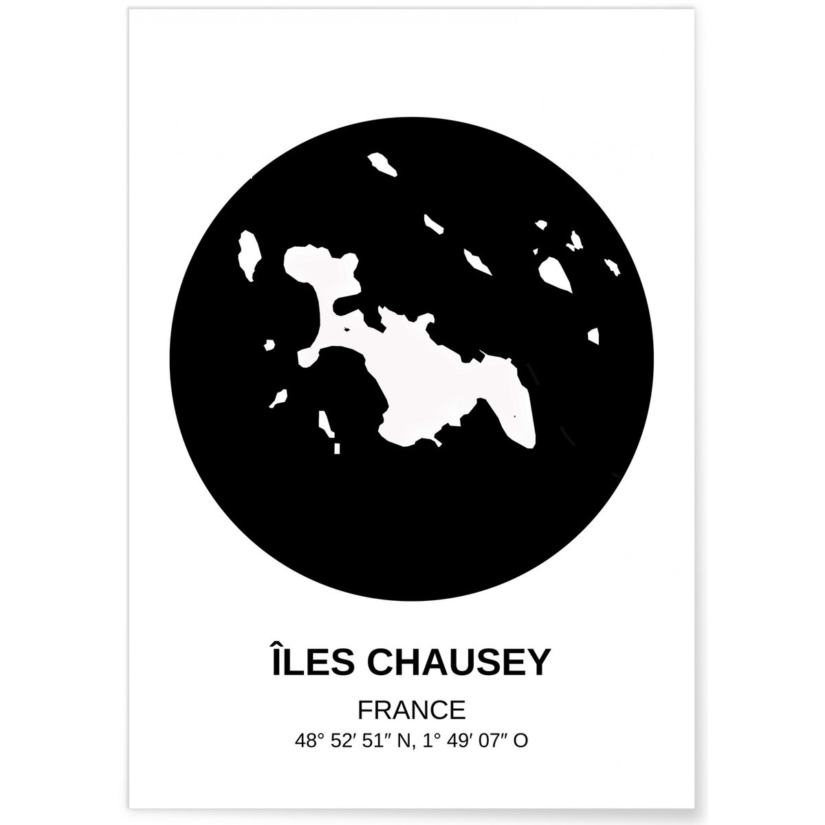 Affiche Carte Îles Chausey blanc, L'AFFICHERIE