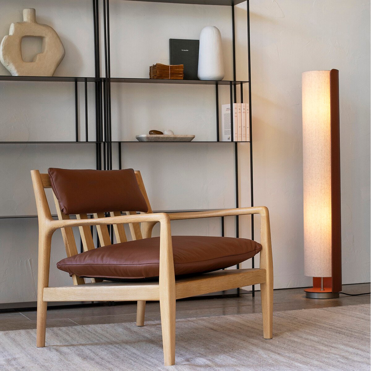 Glipie Imitation Leather and Linen Floor Lamp natural, AM.PM