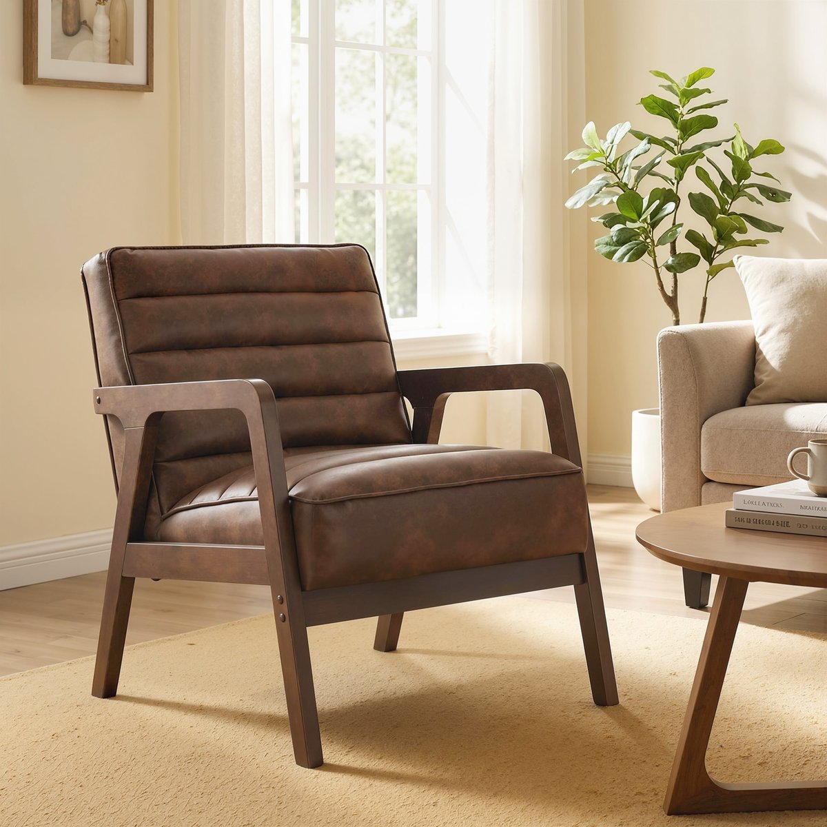 Accent Chair PU Marron marron antique, HOMCOM