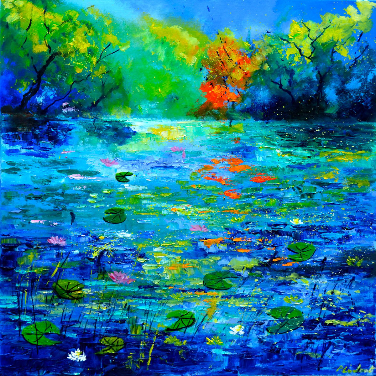 Tableau paysage nenuphars et nymphéas tableau alu dibond, HEXOA