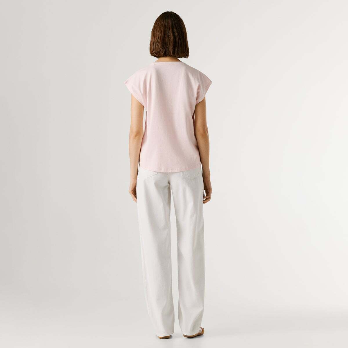 T-Shirt Coupe Slim Avec Logo rose pâle, PEPE JEANS